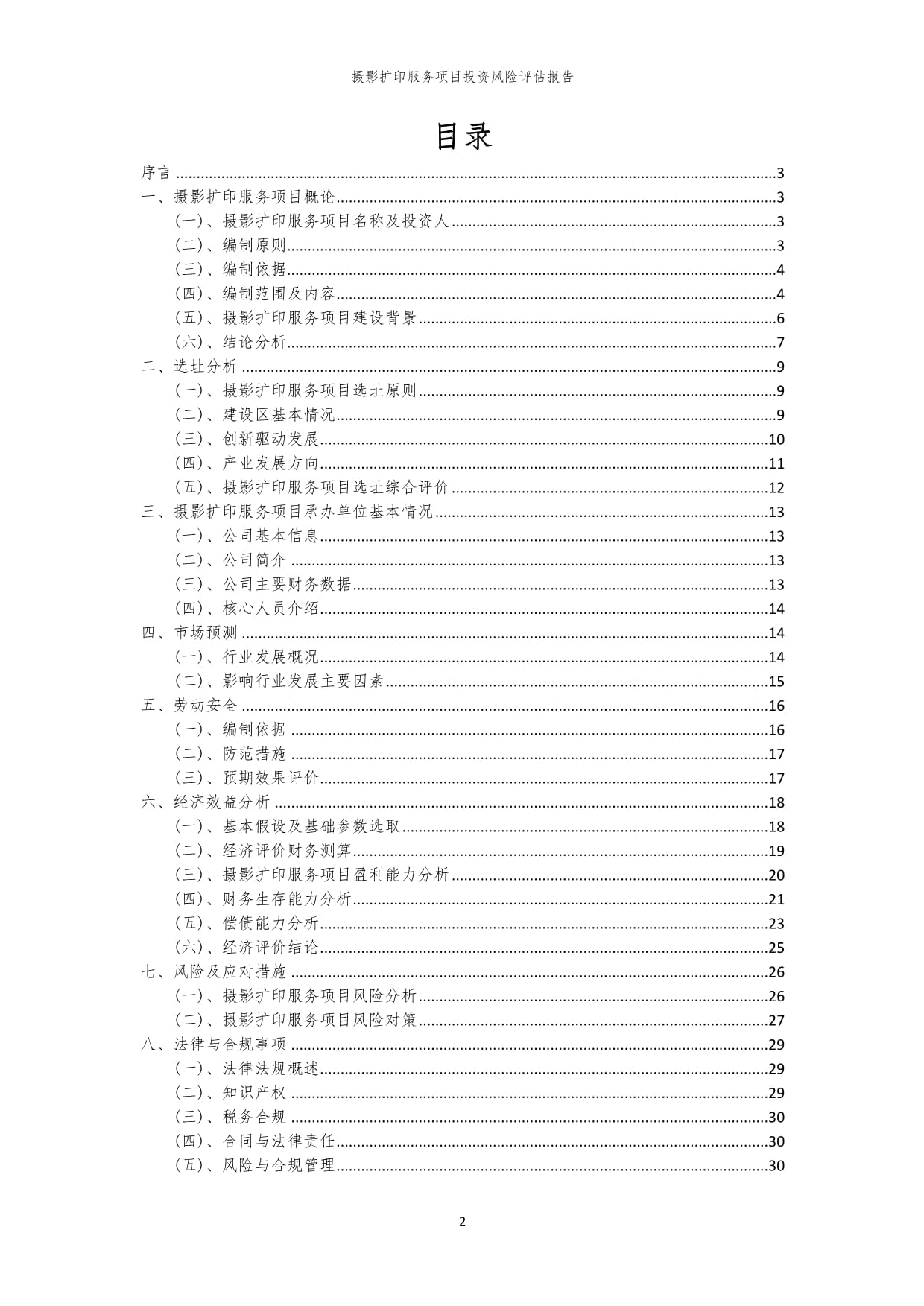 2025年摄影扩印服务项目投资风险评估报告